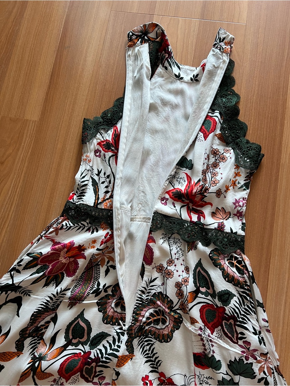 Anthropologie Lace Trim Floral A-Line Dress Pockets Sleeveless Size 6 - Picture 9 of 16